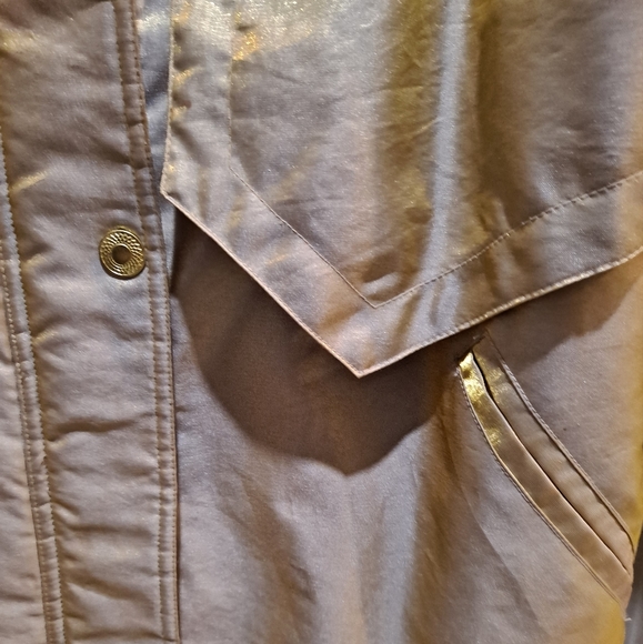 Monica Gray Vintage 1980s Shimmery Gold Puffer Coat Size XL - Picture 3 of 9